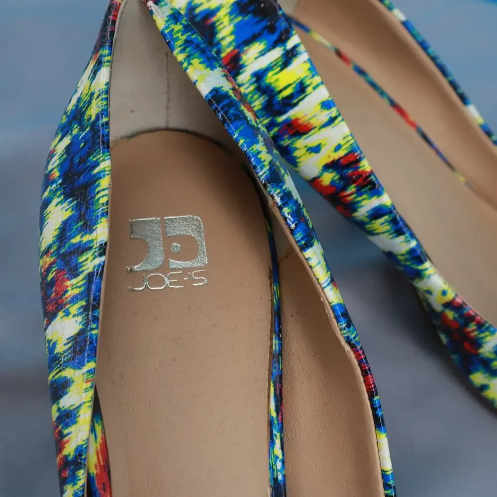 Joe's Jeans Women's Pointed Toe Kitten Heel Pumps Multicolor Print Size 7